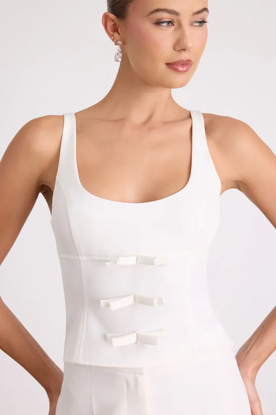 Fenella White Bow Tank Top sold by Lulus