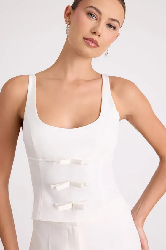 Fenella White Bow Tank Top sold by Lulus product image thumbnail 3