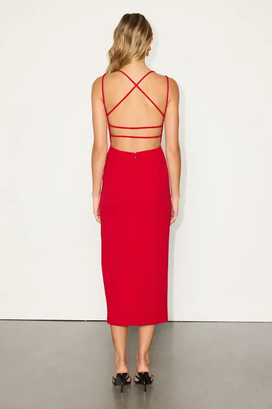 All This Allure Red Strappy Backless Midi Dress sold by Lulus product image thumbnail 4