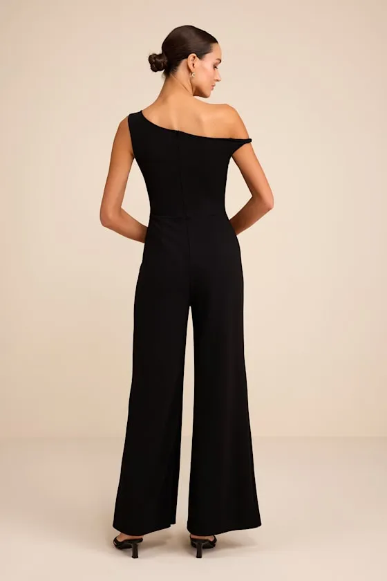 Lawny Black Twisted One-Shoulder Jumpsuit sold by Lulus product image thumbnail 3