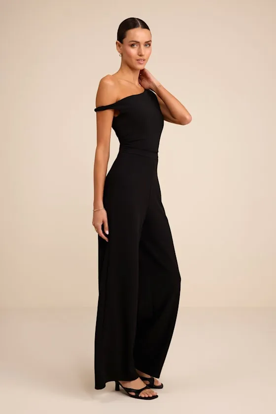 Lawny Black Twisted One-Shoulder Jumpsuit sold by Lulus product image thumbnail 4