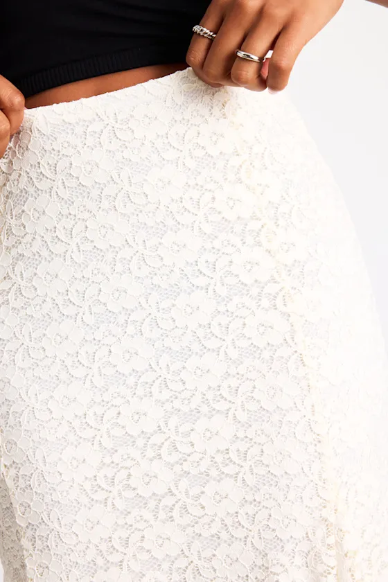 Arleia Ivory Lace Pleated Midi Skirt sold by Lulus product image thumbnail 3