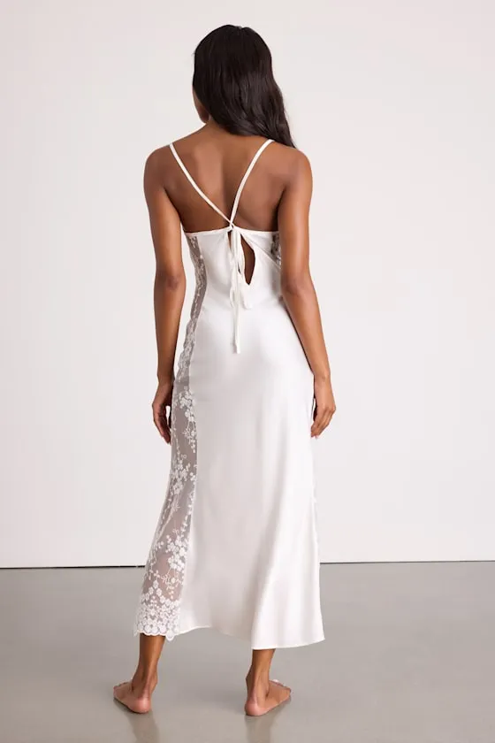 Rosalie Ivory Satin Tie-Back Maxi Lingerie Slip sold by Lulus product image thumbnail 3