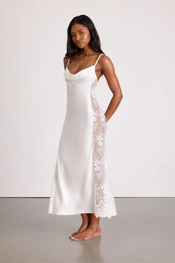 Rosalie Ivory Satin Tie-Back Maxi Lingerie Slip sold by Lulus product image thumbnail 4