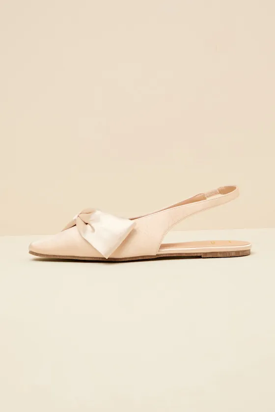 Kyleigh Champagne Satin Bow Slingback Flats sold by Lulus product image thumbnail 2