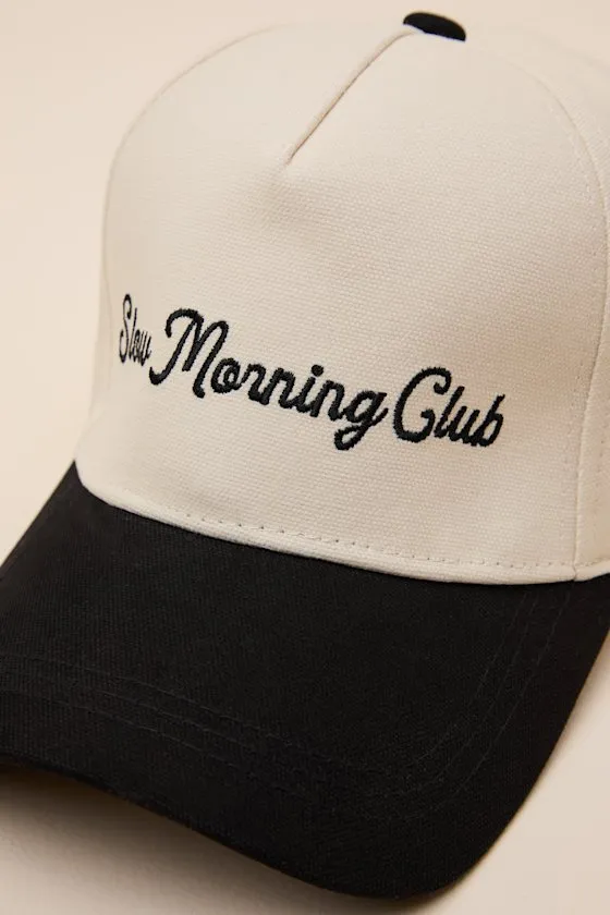 Slow Morning Club Ivory and Black Embroidered Dad Hat sold by Lulus product image thumbnail 3