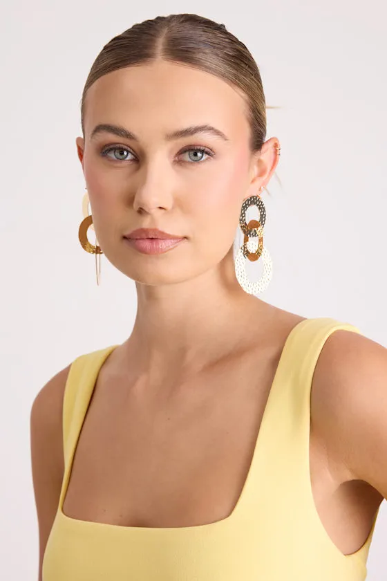 Jila Gold Hammered Linked Statement Earrings sold by Lulus product image thumbnail 4