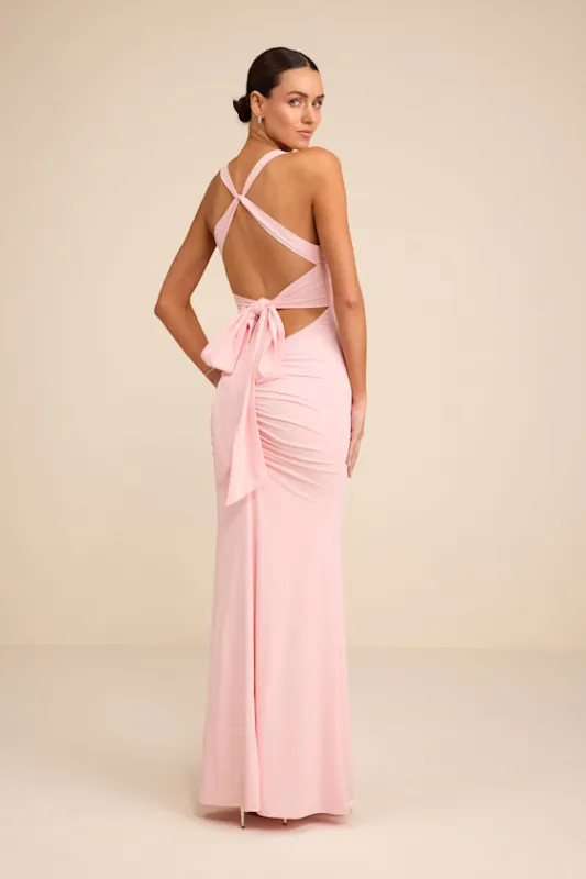 Cazy Light Pink Jersey Knit Twist-Front Maxi Dress sold by Lulus