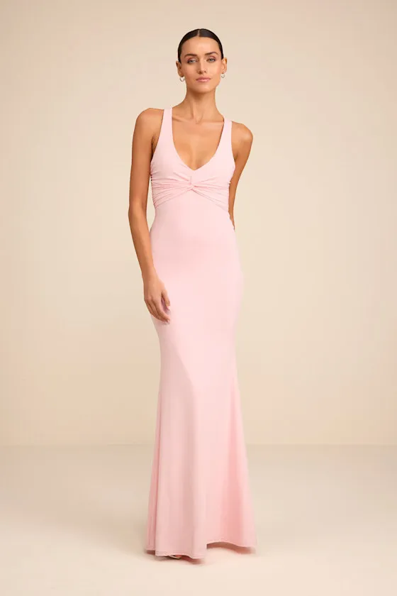 Cazy Light Pink Jersey Knit Twist-Front Maxi Dress sold by Lulus product image thumbnail 2