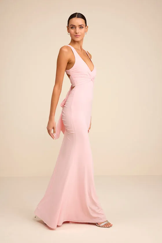 Cazy Light Pink Jersey Knit Twist-Front Maxi Dress sold by Lulus product image thumbnail 4