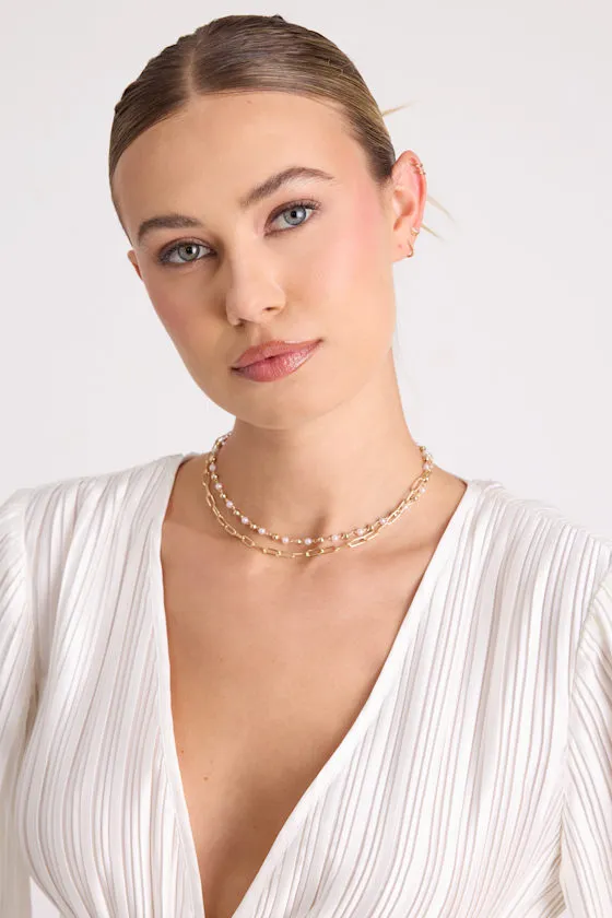 Jamari Gold Pearl Layered Necklace sold by Lulus product image thumbnail 3