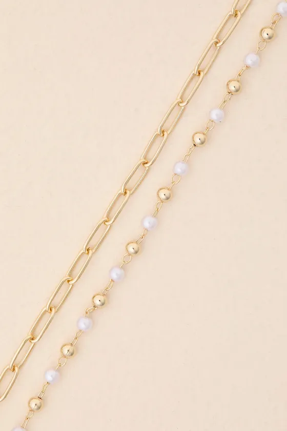 Jamari Gold Pearl Layered Necklace sold by Lulus product image thumbnail 4