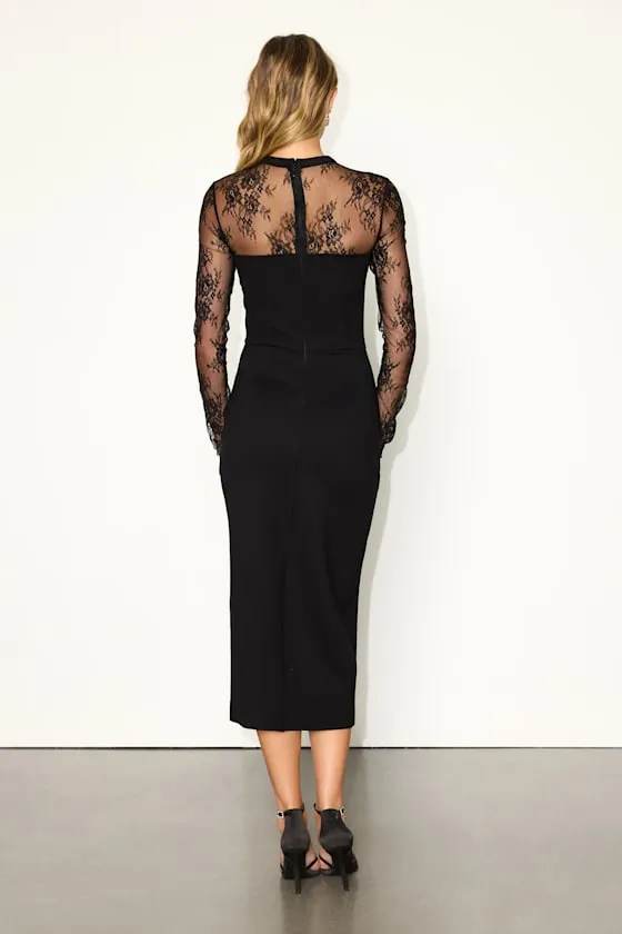 Bragging Rights Black Lace Bustier Column Midi Dress sold by Lulus product image thumbnail 3