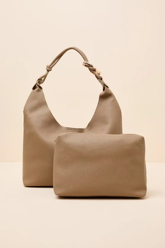 Rainey Taupe Vegan Leather Tote Bag sold by Lulus product image thumbnail 4