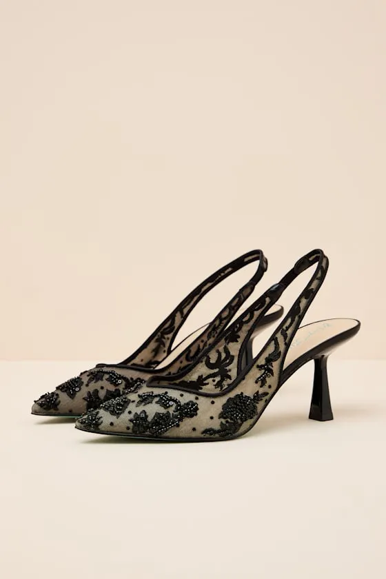 SB-Nikki Black Beaded Embroidered Slingback Pumps sold by Lulus product image thumbnail 3