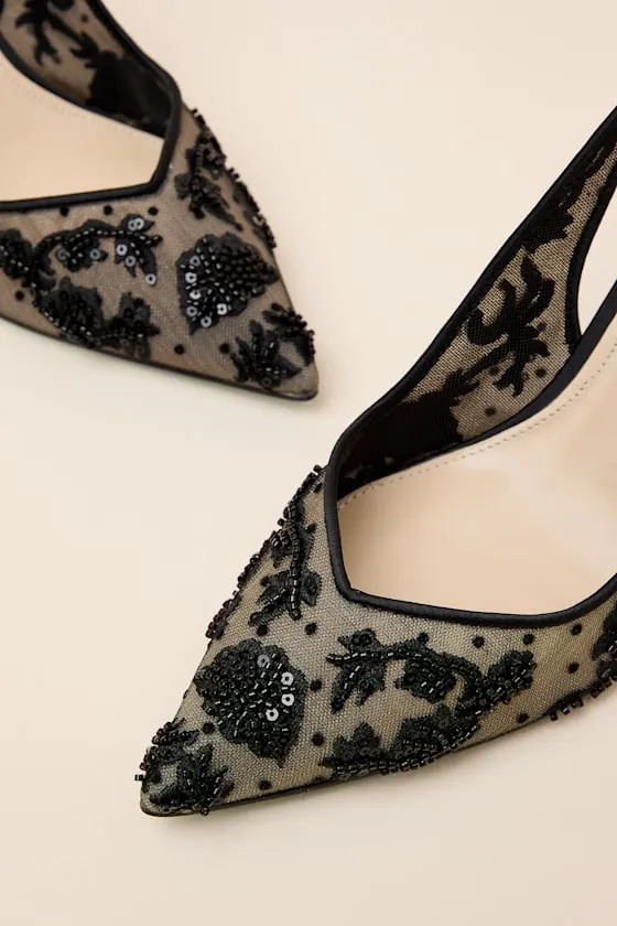SB-Nikki Black Beaded Embroidered Slingback Pumps sold by Lulus product image thumbnail 4