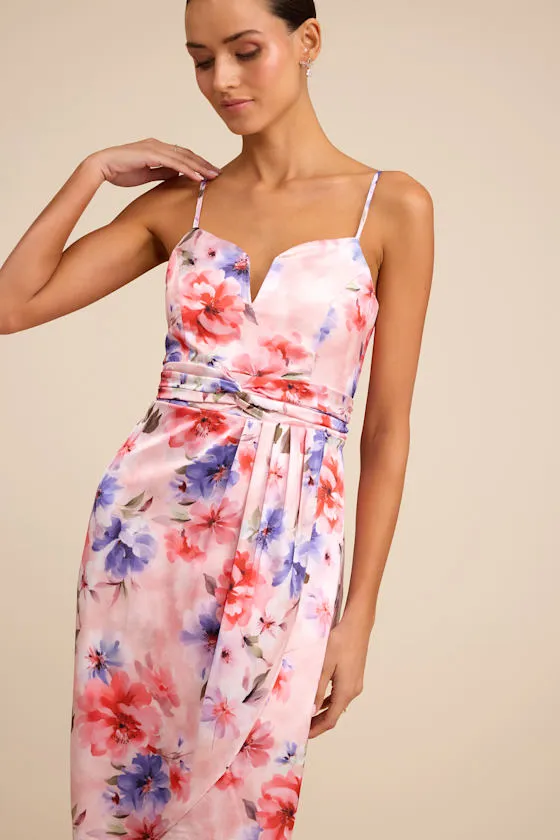 My Favorite Day Light Pink Floral Print Tulip Skirt Midi Dress sold by Lulus product image thumbnail 2