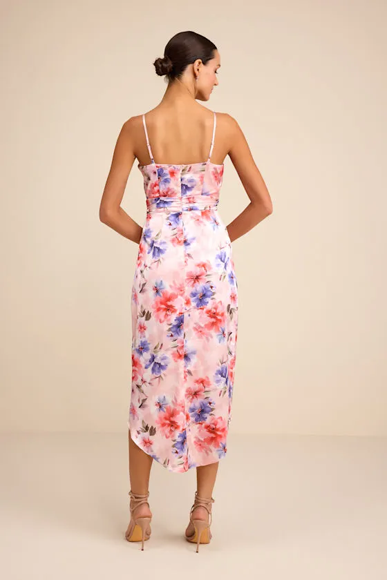 My Favorite Day Light Pink Floral Print Tulip Skirt Midi Dress sold by Lulus product image thumbnail 3