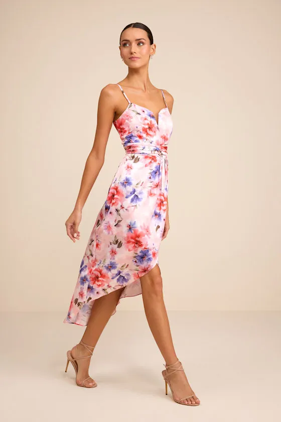 My Favorite Day Light Pink Floral Print Tulip Skirt Midi Dress sold by Lulus product image thumbnail 4