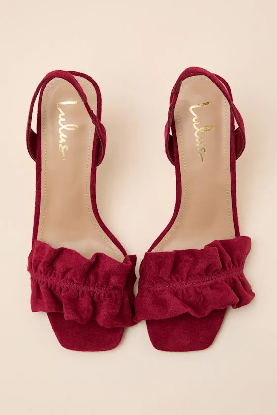 Rosa Wine Suede Ruched High Heel Slingback Sandals sold by Lulus product image thumbnail 2