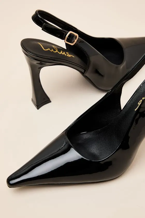 Katrina Black Patent Pointed-Toe Slingback Pumps sold by Lulus product image thumbnail 3