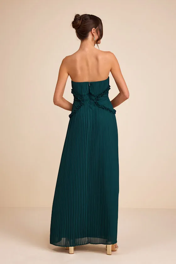 Lauren Emerald Pleated Strapless Ruffled Maxi Dress sold by Lulus product image thumbnail 4