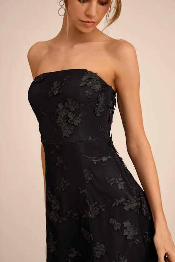 Rare Presence Black 3D Floral Embroidered Maxi Dress sold by Lulus product image thumbnail 2