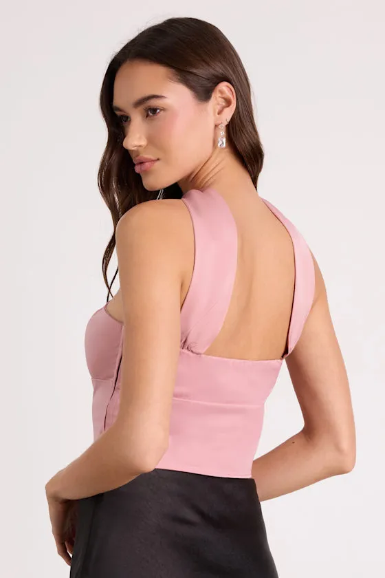 Jassana Dusty Rose Satin Scarf Crop Top sold by Lulus product image thumbnail 3