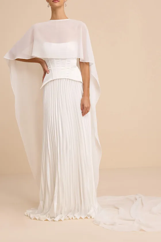 Dynora White Chiffon Veil Cape sold by Lulus