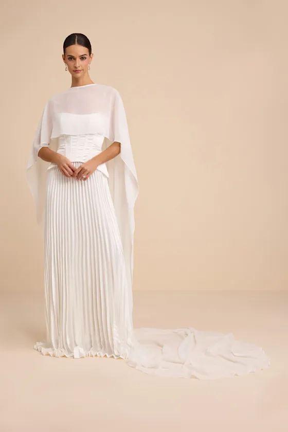 Dynora White Chiffon Veil Cape sold by Lulus product image thumbnail 3
