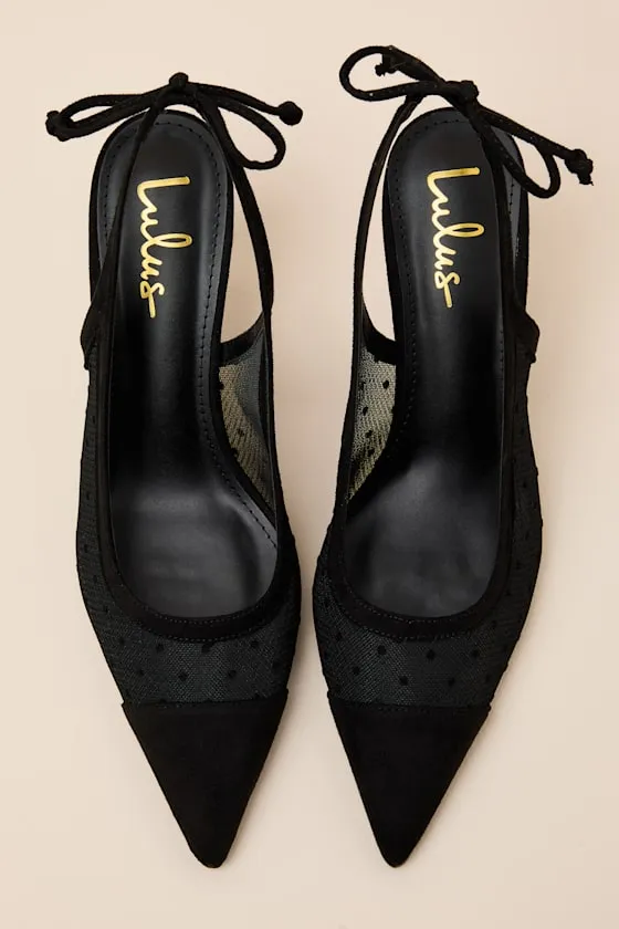Lacey Black Polka Dot Mesh Pointed-Toe Slingback Pumps sold by Lulus product image thumbnail 2