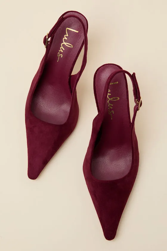 Katrina Burgundy Suede Pointed-Toe Slingback Pumps sold by Lulus product image thumbnail 3