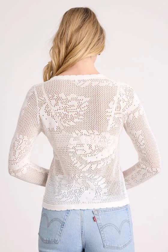 Cosha Ivory Open Knit Button-Up Cardigan sold by Lulus product image thumbnail 3