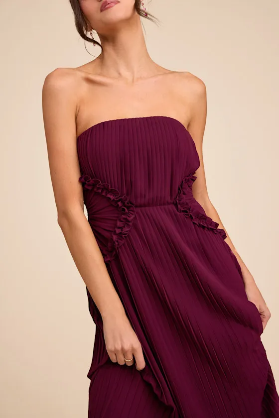 Lauren Plum Pleated Strapless Ruffled Maxi Dress sold by Lulus product image thumbnail 2