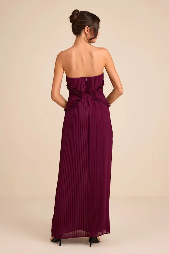 Lauren Plum Pleated Strapless Ruffled Maxi Dress sold by Lulus product image thumbnail 3