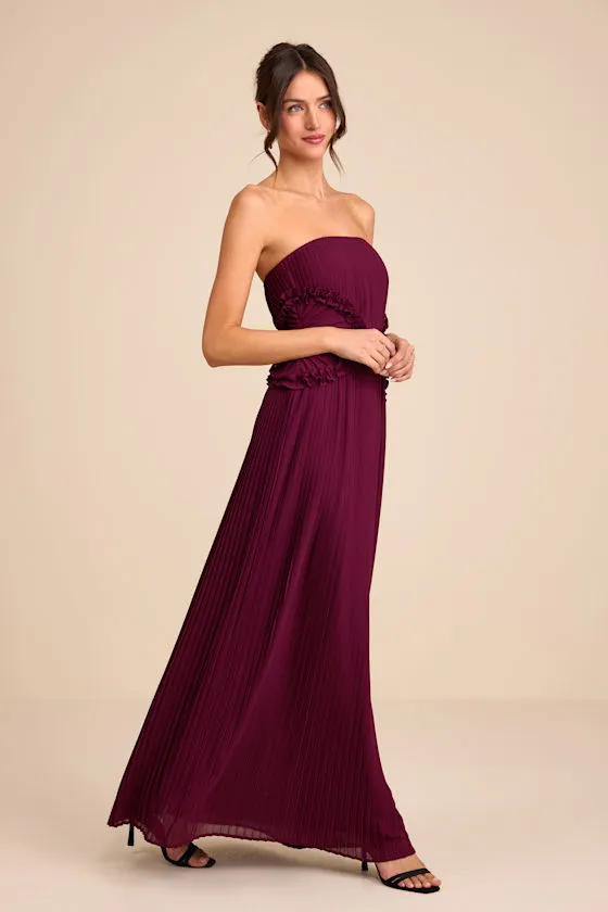 Lauren Plum Pleated Strapless Ruffled Maxi Dress sold by Lulus product image thumbnail 4