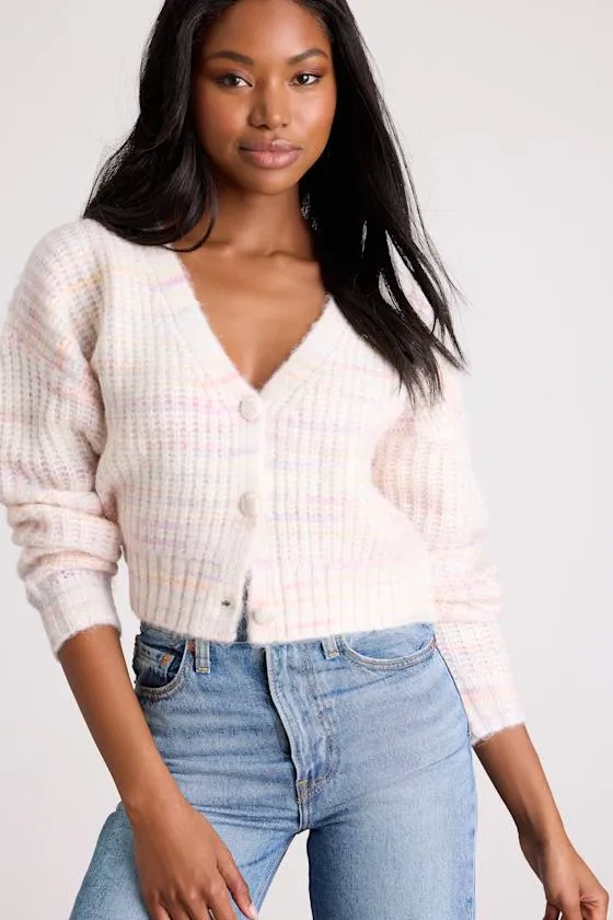 Amberlynn Ivory Space Dye Cropped Cardigan sold by Lulus