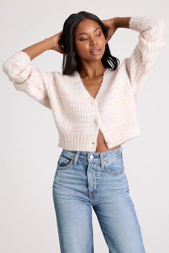 Amberlynn Ivory Space Dye Cropped Cardigan sold by Lulus product image thumbnail 2