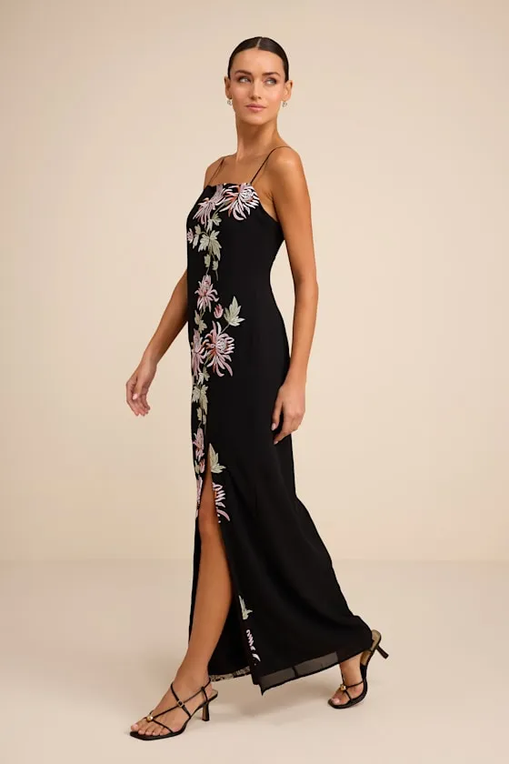 Talisa Black Floral Embroidered Column Maxi Dress sold by Lulus product image thumbnail 4