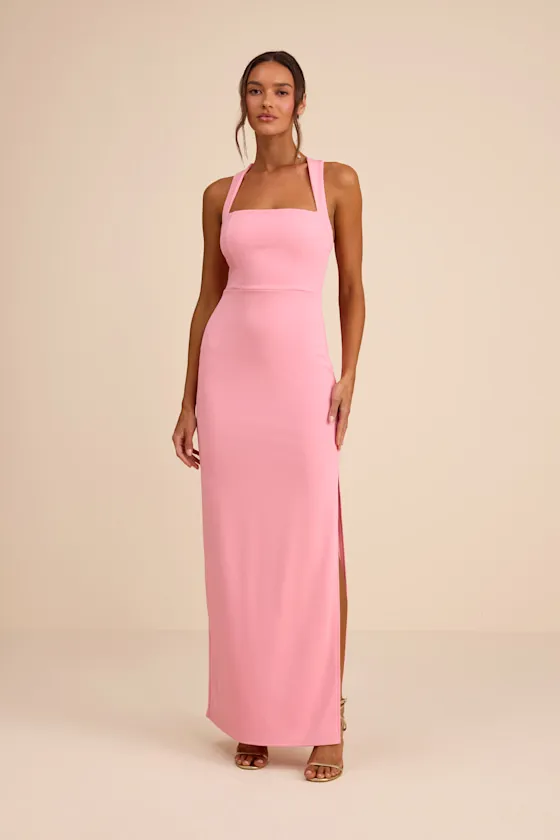 Glamorous Dedication Light Pink Sleeveless Column Maxi Dress sold by Lulus
