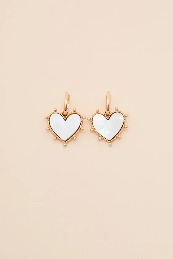Alfira White Heart Charm Earrings sold by Lulus product image thumbnail 2