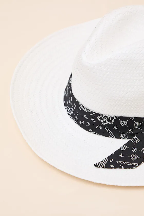 Raven White Bandana Woven Straw Fedora Hat sold by Lulus product image thumbnail 2