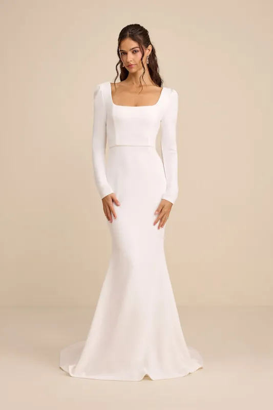 Jilla White Backless Long Sleeve Maxi Dress sold by Lulus