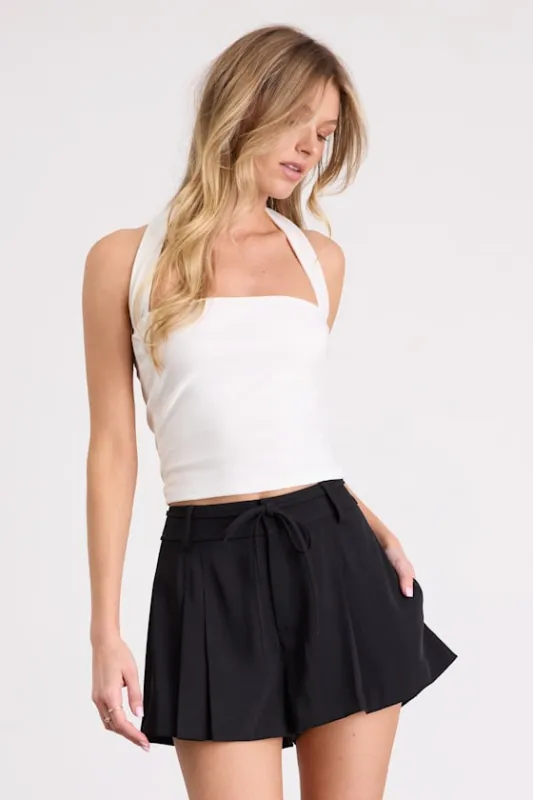 Matera Black Twill Mid-Rise A-Line Shorts sold by Lulus