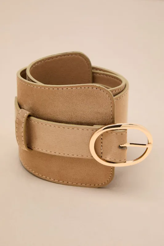 Frankie Beige Suede Wide Belt made by Billini