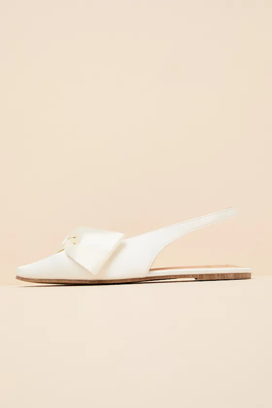 Kyleigh White Satin Bow Slingback Flats sold by Lulus product image thumbnail 2
