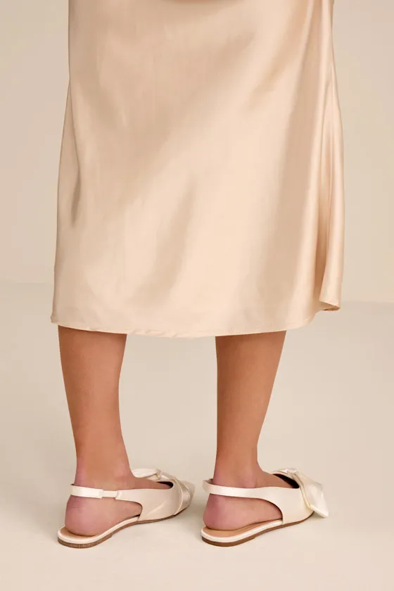 Kyleigh White Satin Bow Slingback Flats sold by Lulus product image thumbnail 3