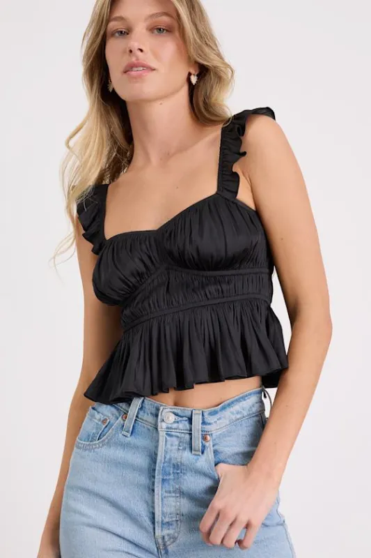 Sanne Black Flutter Sleeve Tank Top sold by Lulus