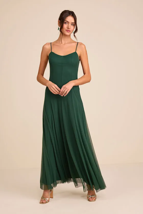 Atori Dark Green Mesh Sleeveless Maxi Dress sold by Lulus