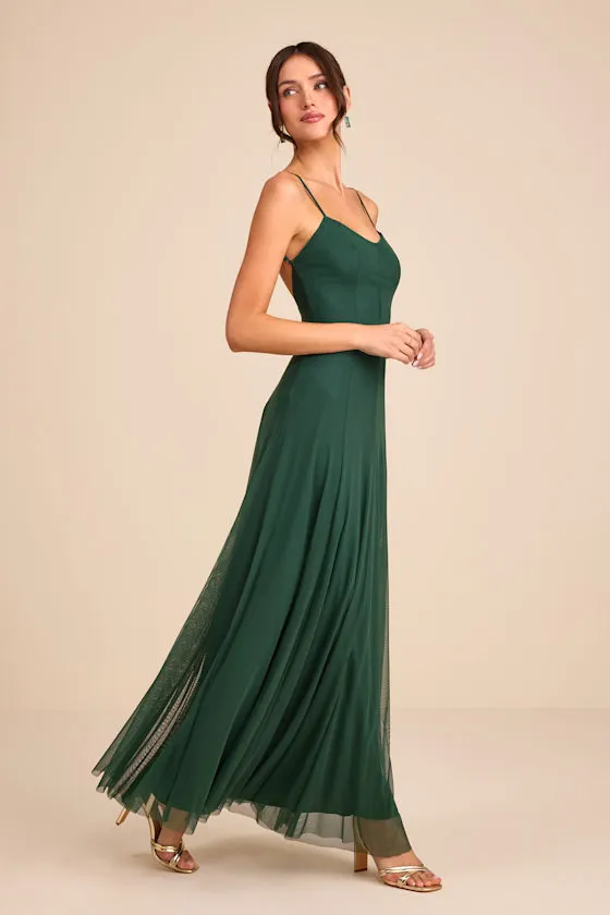 Atori Dark Green Mesh Sleeveless Maxi Dress sold by Lulus product image thumbnail 4